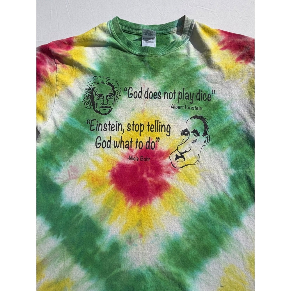 Gildan Einstein Niels Bohr Physics Quote Tie Dye T-Shirt Mens Medium Graphic Tee